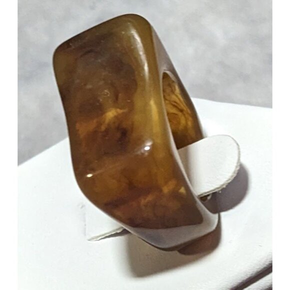 Brown Mottled Abstract Chunky Fashion Ring Size 5 3/4 - Picture 11 of 14